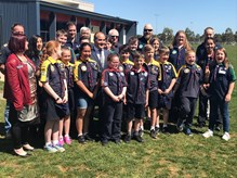 Deputy Premier and Education Minister James Merlino - a former Cub and Scout - with some very happy 1st Point Cook members