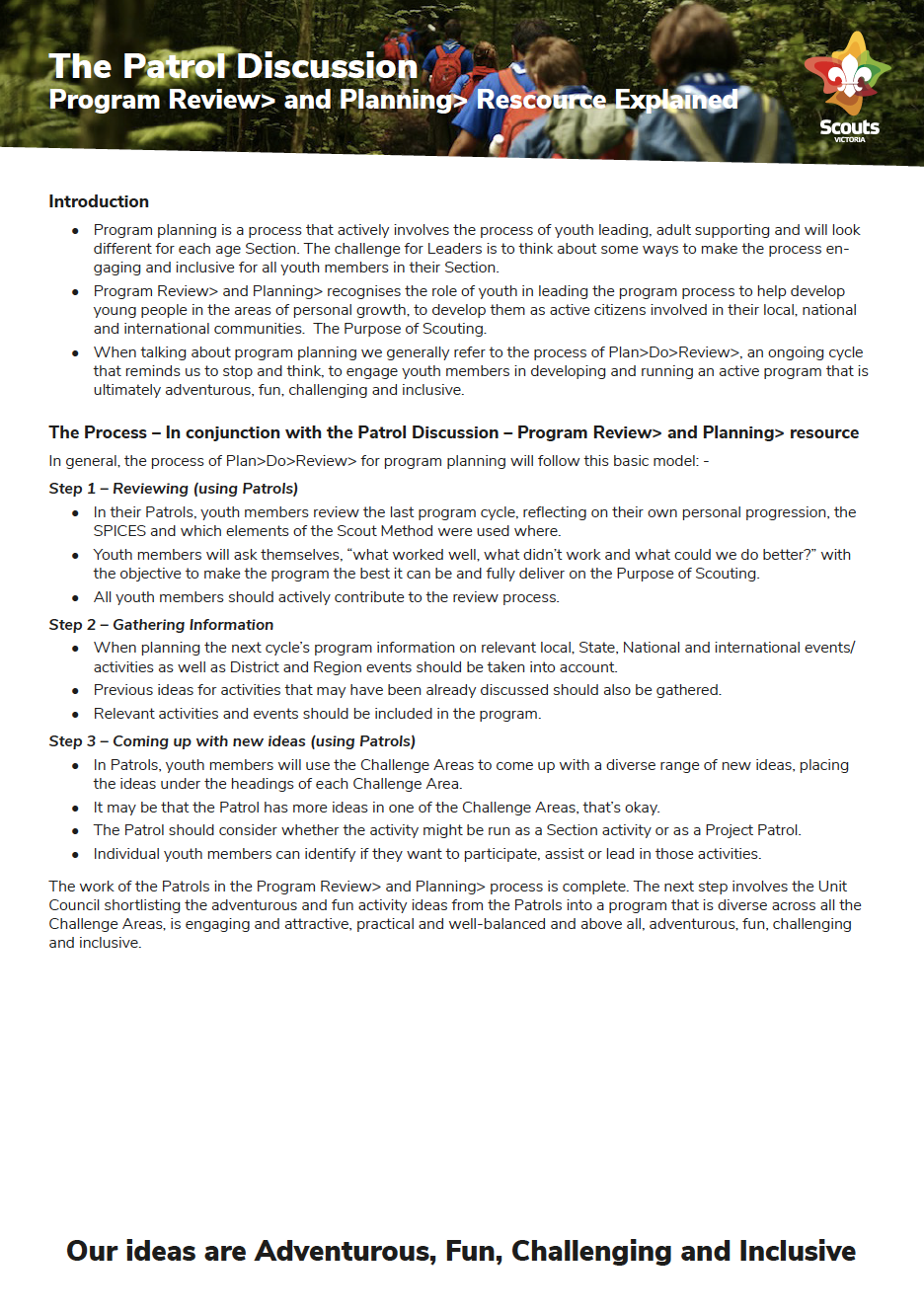 Patrol Discussion - Program>Review> and Planning - The Process