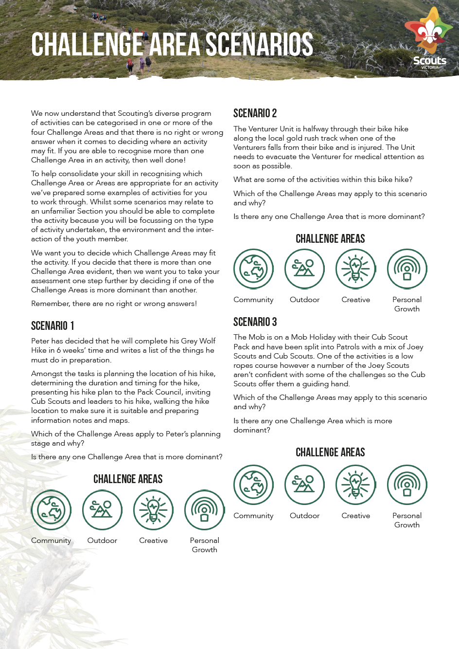 Challenge Area Scenarios