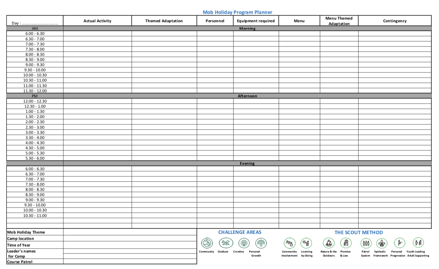 Unit Holiday Planning Spreadsheet