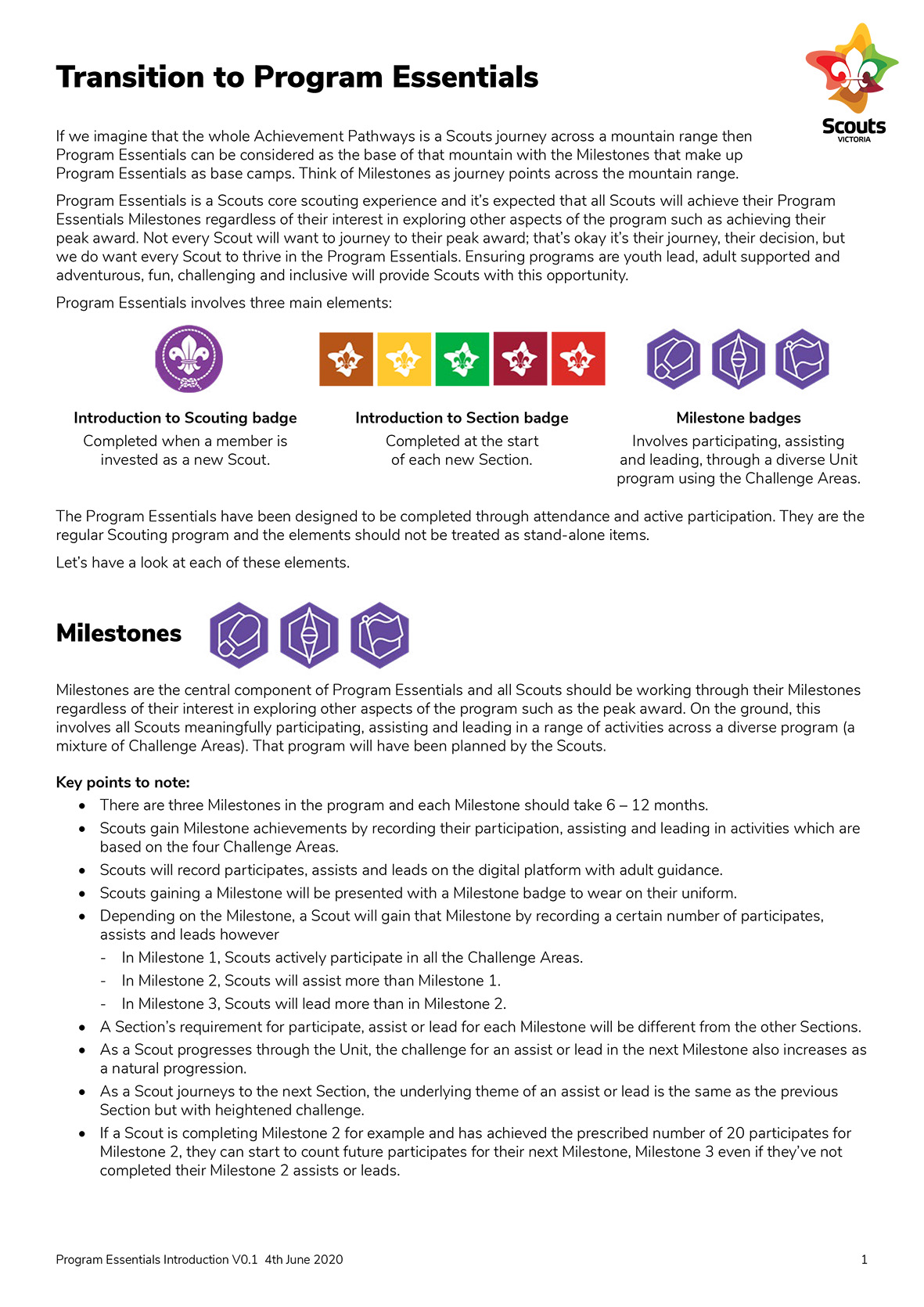 Transition to Program Essentials